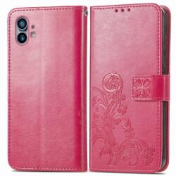 ART Husa portofel Nothing Phone 1 FLOWERS roz inchis