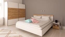 TEMPO KONDELA Set dormitor (Pat 160x200 cm), alb/stejar artisan, GABRIELA NEW