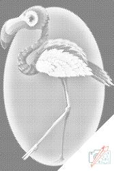 PontPöttyöző - Sétáló flamingó Méret: 40x60cm, Keretezés: Keret nélkül (csak a vászon), Szín: Kék