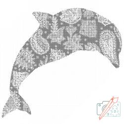 PontPöttyöző - Delfin mandala Méret: 50x50cm, Keretezés: Keret nélkül (csak a vászon), Szín: Kék