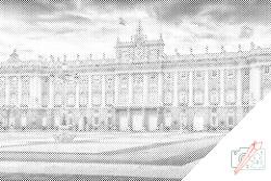 PontPöttyöző - Királyi palota, Madrid Méret: 40x60cm, Keretezés: Keret nélkül (csak a vászon), Szín: Piros
