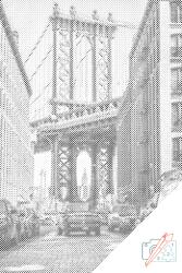 PontPöttyöző - Brooklyn híd Méret: 40x60cm, Keretezés: Keret nélkül (csak a vászon), Szín: Zöld