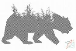 PontPöttyöző - Medve és a természet Méret: 40x60cm, Keretezés: Keret nélkül (csak a vászon), Szín: Kék