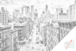  PontPöttyöző - Manhattan, New York City Méret: 40x60cm, Keretezés: Keret nélkül (csak a vászon), Szín: Fekete