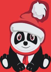 Festés számok szerint - Karácsonyi panda Méret: 40x50cm, Keretezés: Keret nélkül (csak a vászon)