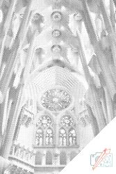 PontPöttyöző - Sagrada Família belülről Méret: 40x60cm, Keretezés: Keret nélkül (csak a vászon), Szín: Kék
