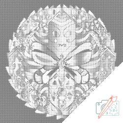  PontPöttyöző - Mandala pillangóval Méret: 50x50cm, Keretezés: Keret nélkül (csak a vászon), Szín: Fekete