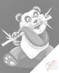  PontPöttyöző - Panda bambusszal Méret: 40x50cm, Keretezés: Keret nélkül (csak a vászon), Szín: Fekete