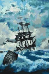 Festés számok szerint - Hajó a viharban 3 Méret: 40x60cm, Keretezés: Keret nélkül (csak a vászon)