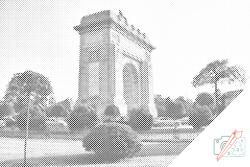  PontPöttyöző - Diadalív, Bukarest Méret: 40x60cm, Keretezés: Keret nélkül (csak a vászon), Szín: Kék