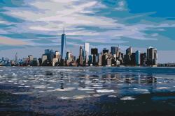 Festés számok szerint - New York - Panoráma Méret: 40x60cm, Keretezés: Keret nélkül (csak a vászon)