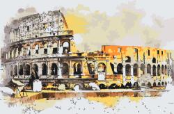 Festés számok szerint - Colosseum illusztráció Méret: 40x60cm, Keretezés: Keret nélkül (csak a vászon)