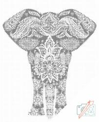 PontPöttyöző - Mandala - elefánt Méret: 40x50cm, Keretezés: Keret nélkül (csak a vászon), Szín: Fekete