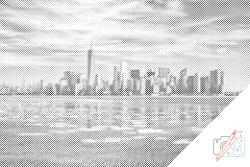 PontPöttyöző - New York - Panoráma Méret: 40x60cm, Keretezés: Keret nélkül (csak a vászon), Szín: Kék