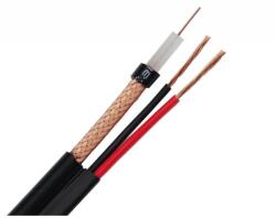 Cablu coaxial flexibil RG 59 cu alimentare 2x0.75, Cupru 100%, rola 100 m (201801013033)