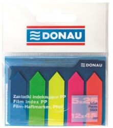 DONAU Jelölőcímke, műanyag, nyíl forma, 5x25 lap, 12x45 mm, DONAU, neon szín (D7556) - pencart