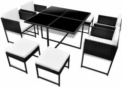 vidaXL Set mobilier cu perne, 9 piese, negru, poliratan 42759