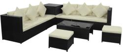 vidaXL Set mobilier cu perne, 8 piese, negru, poliratan 42899