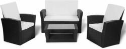 vidaXL Set mobilier cu perne, 4 piese, negru, poliratan 42642