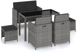 vidaXL Set mobilier cu perne, 6 piese, gri, poliratan 43905