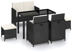 vidaXL Set mobilier cu perne, 6 piese, negru, poliratan 43903