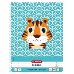 Herlitz Spirálfüzet A/4 vonalas HERLITZ Cute Animals Tigris 80 lap, lyukasztott lapok (50039234)