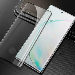 Picasee 3x Sticlă securizată curbată 3D pentru Samsung Galaxy Note 10+ N975F - neagră - 2+1 gratis