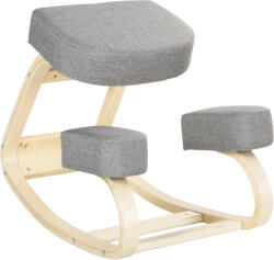 Vinsetto Scaun ergonomic din lemn cu perna captusita din spuma de cauciuc, 51x69x58, Gri | Aosom Romania (921-589)