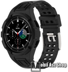  Okosóra szilikon szíj / szilikon tok - FEKETE - 108mm + 127mm hosszú - SAMSUNG Galaxy Watch4 Classic 46mm (SM-R890)