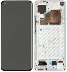 Xiaomi Mi 11, Mi 11 Pro - LCD Kijelző + Érintőüveg + Keret (Cloud White) - 56000700K200 Genuine Service Pack, Cloud White