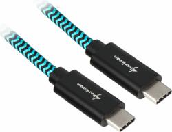 Sharkoon USB-C apa - USB-C apa 3.2 Adat és töltő kábel - Fekete/világoskék (1m) (4044951027149)