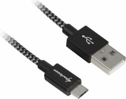 Sharkoon USB-A apa - Micro USB apa 2.0 Adat és töltő kábel - Fekete/szürke (2m) (4044951027019)