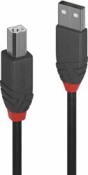 Lindy Anthara Line USB-A apa - USB-B apa 2.0 Nyomtató kábel - Fekete (7.5m) (36676)