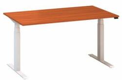 Alfa Office Alfa Up állítható magasságú irodai asztal fehér lábazattal, 140 x 80 x 61, 5-127, 5 cm, vadcseresznye mintázat