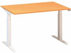 Alfa Office Alfa Up állítható magasságú irodai asztal fehér lábazattal, 120 x 80 x 61, 5-127, 5 cm, bükk Bavaria mintázat