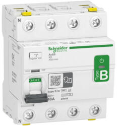 Schneider Electric A9Z61440 Áram-védőkapcsoló (Fí-relé), B-SI osztály, 4P, 40A, 30mA, ACTI9 iID (A9Z61440)