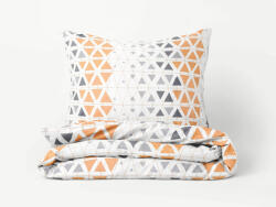 Goldea lenjerie de pat din 100% bumbac deluxe - triunghiuri gri-portocalii 200 x 240 și 2buc 50 x 70 cm Lenjerie de pat