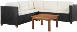 vidaXL Set mobilier cu perne, 4 piese, negru, poliratan 44107