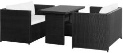 vidaXL Set mobilier cu perne, 3 piese, negru, poliratan 43913
