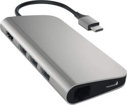 Satechi Alumínium Type-C Multi-Port adapter, HDMI 4K, 3x USB 3.0, MicroSD, LAN, asztroszürke (ST-TCMAM) (ST-TCMAM)
