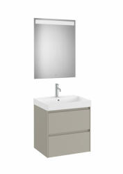 Roca Ona Pack 2 fiókos alsószekrény mosdóval 60x46 cm tükör LED világítással, homokszürke A851704510 (A851704510)