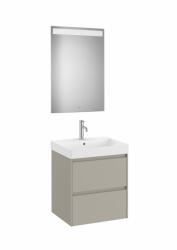 Roca Ona Pack 2 fiókos alsószekrény mosdóval 55x46 tükör LED világítással, homokszürke A851703510 (A851703510)