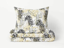 Goldea lenjerie de pat creponată deluxe - frunze de palmier galbene și negre 200 x 240 și 2buc 50 x 70 cm Lenjerie de pat