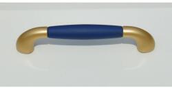 AT 10 db Műanyag bútorfogantyú II. osztályú, matt arany - bársony kék színű, 128 mm furattávval (M775_arany_kek_128)