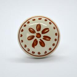 ITALMETAL Fém-porcelán bútorgomb, bézs - bronz színű, barna virág mintával (IT_P04_01_104_02)