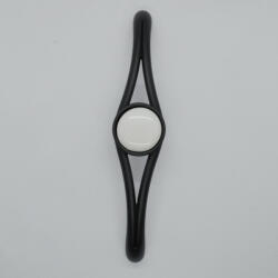 ITALMETAL Matt fekete - fehér porcelán kiegészítővel, 128 mm furattáv, fém-porcelán bútorfogantyú (IT_1013_00_00_47)