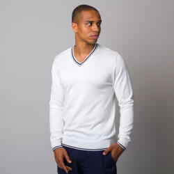 Willsoor Férfi pulóver fehér színben, csíkos elemekkel 12818