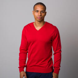 Willsoor Férfi pulóver piros színben, sima mintával 12816