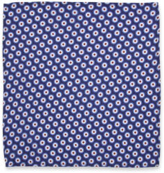 Willsoor Férfi sötétkék zsebkendő hajtókával, kék és fehér körökkel 13539