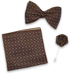 Willsoor Csokornyakkendő, zsebkendő és öltönytű készlet barna színben 14064